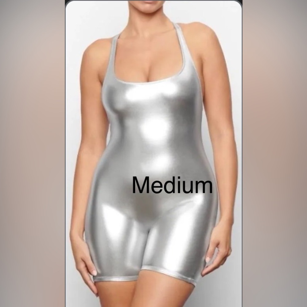 Skims Silver Metallic Bodysuit